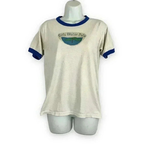 VTG Girls Water Polo T-Shirt SMALL We Were Made Stronger Retro STAINS - Picture 1 of 12